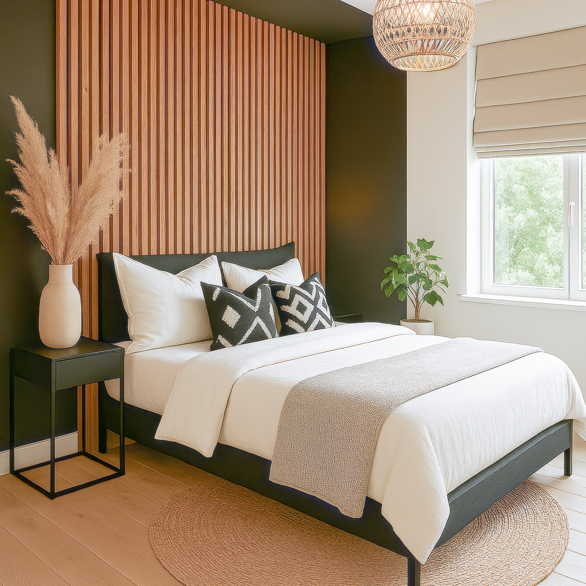 Beige vouwgordijn verduisterend slaapkamer raam moderne interieur maatwerk gordijnen op maat