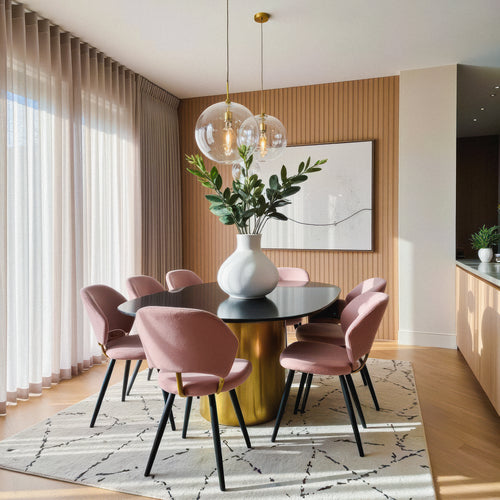 Witte transparante gordijnen op maat eetkamer moderne woonkamer raamdecoratie maatwerk interieur styling